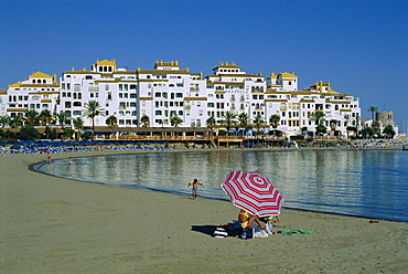 Beach at Puerto Banus near Marbella, Costa Del Sol, Andalucia, Spain