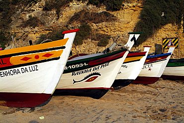 Fishing boats on the beach, Carvoeiro, Algarve, Portugal, Europe