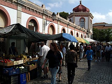 The Moorish influenced market, one of the liveliest in the Algarve, Loule, Algarve, Portugal, Europe