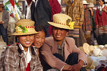 Locals in the Barkhor, Lhasa, Tibet, China, Asia