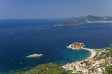 Sveti Stefan and Adriatic coastline, Montenegro, Europe