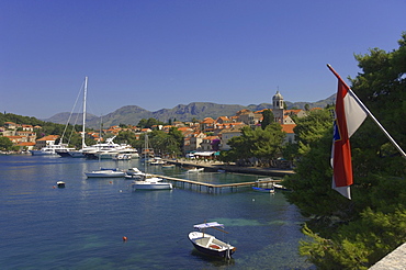 Luxury yachts moored at Cavtat, Dalmatia, Croatia, Europe