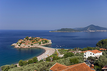 Sveti Stefan and Adriatic coastline, Montenegro, Europe