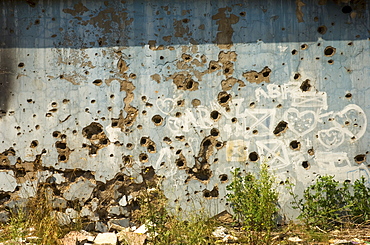 War damaged building, Sarajevo, Bosnia, Bosnia-Herzegovina, Europe