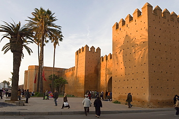 City walls surrounding the Medina, Rabat, Morocco, North Africa, Africa