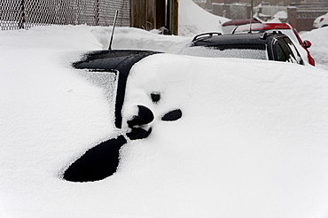 A blizzard hits the town of Brynmawr in Blaenau Gwent, Wales, United Kingdom, Europe