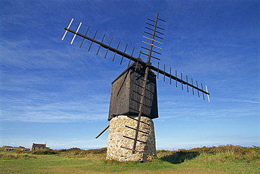 Karaes windmill, Ouessant Island, Finistere, Brittany, France, Europe