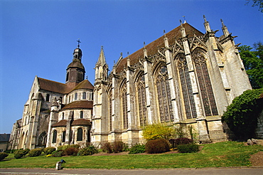 Exterior of 12th century Christian church of St. Germer de Fly, Oise, Picardie, France, Europe