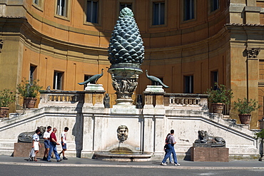 The Pigna statue and fountain in the Vatican Museum in the Vatican, Rome, Lazio, Italy, Europe