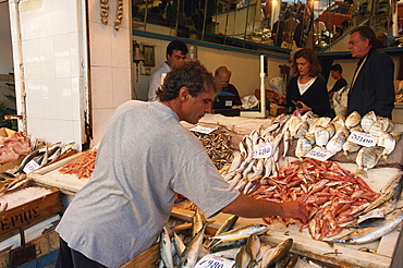 Fishmonger, Piraeus, Athens, Greece, Europe