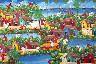 Naive Haitian painting, Colonial Zone, Santo Domingo, Dominican Republic, West Indies, Central America