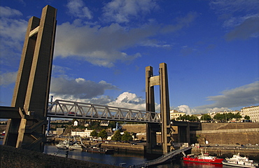 The biggest drawbridge in Europe, Recouvrance Bridge, Brest, Brittany, France, Europe