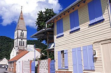 Village and church, Les Anses d'Arlets, Martinique, West Indies, Caribbean, Central America