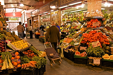 Fruit and vegetable stalls, Triana Market, Seville, Andalucia, Spain, Europe