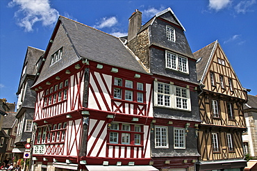 Medieval half timbered houses, old town, Morlaix, Finistere, Brittany, France, Europe 