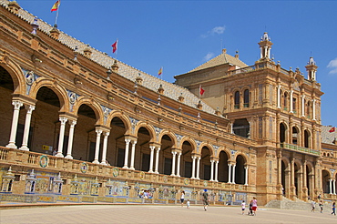 Spanish Pavilion, Plaza de Espana, Seville, Andalusia, Spain, Europe