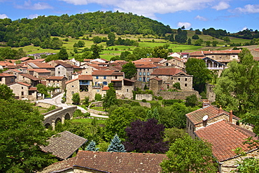 Panorama of Lavaudieu, a medieval village, Auvergne, Haute Loire, France, Europe