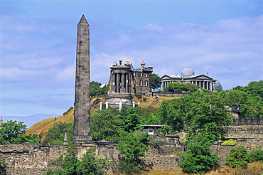 Calton Hill monuments, Calton Hill, Edinburgh, Lothian, Scotland, United Kingdom, Europe