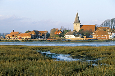 Harbour and church, Bosham, West Sussex, England, United Kingdom, Europe