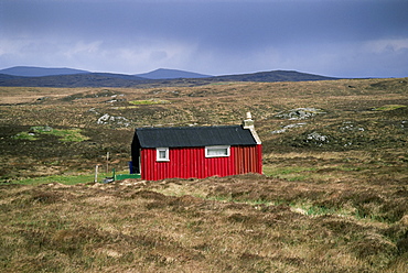 Red hut (shieling), Achmore, Isle of Lewis, Outer Hebrides, Western Isles, Scotland, United Kingdom, Europe