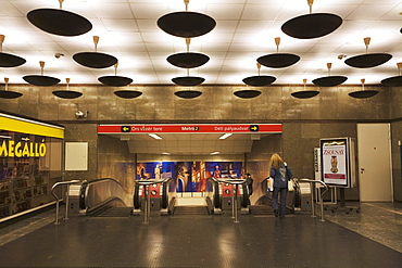 Interchange at metro station, Budapest, Hungary, Europe