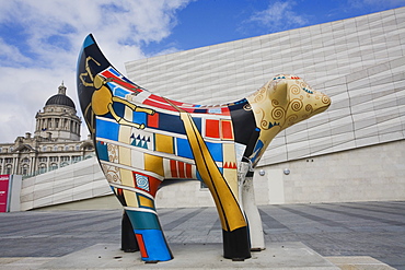 Bananalama Street Art outside Museum of Liverpool, Pier Head, Liverpool, Merseyside, England, United Kingdom, Europe