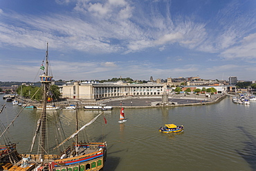 View towards town centre from the harbour, Bristol, Avon, England, United Kingdom, Europe