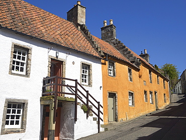 Colourful village houses, Culross, Fife, Scotland, United Kingdom, Europe