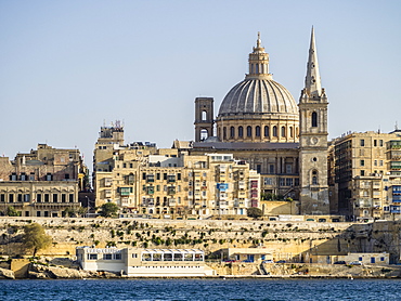 View approaching Valletta from the ferry, Valletta, Malta, Mediterranean, Europe