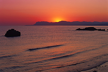 Agia Marina beach at dawn, Crete, Greek Islands, Greece, Europe