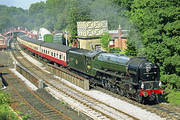 Train on North York Moors Railway, Goathland, North Yorkshire, England, United Kingdom, Europe