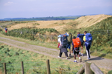 Walkers on Offa's Dyke, Llanfair Hill, Shropshire, England, United Kingdom, Europe