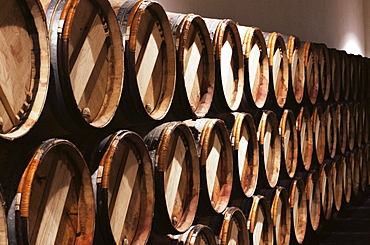 Casks in cellar, Chateau Lynch Bages, Pauillac, Medoc, Cote d'Or, Burgundy, France, Europe