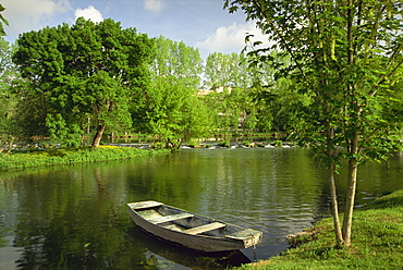 A boat on the river Charente, St. Simeux, Poitou Charentes, France, Europe