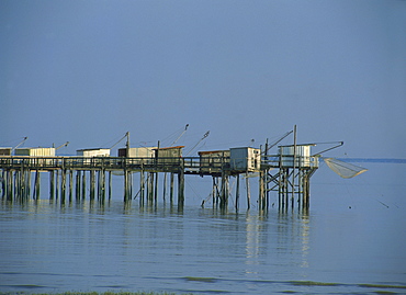 A pier in the Gironde Estuary, Talmont, Poitou Charentes, France, Europe