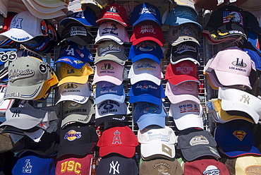 Baseball caps for sale, Santa Monica Pier, Santa Monica, California, United States of America, North America