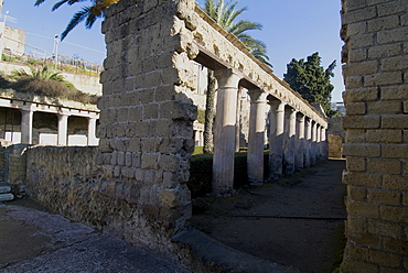 The ruins of Herculaneum, a large Roman town destroyed in 79AD by a volcanic eruption from Mount Vesuvius, UNESCO World Heritage Site, near Naples, Campania, Italy, Europe