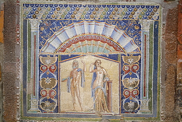 Mosaic from the House of Neptune and Amphitrite, at Herculaneum, a large Roman town destroyed in 79AD by a volcanic eruption from Mount Vesuvius, UNESCO World Heritage Site, near Naples, Campania, Italy, Europe