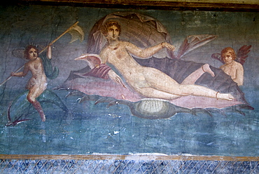 Fresco from the House of Venus, Pompeii, a large Roman town destroyed in 79AD by a volcanic eruption from Mount Vesuvius, near Naples, Campania, Italy, Europe