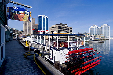 Harbour Walk and city view, Halifax, Nova Scotia, Canada, North America