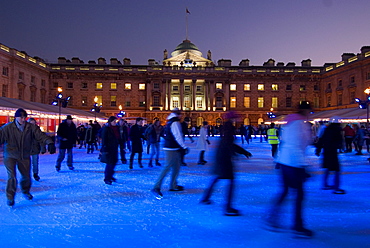 Winter ice skating rink, Somerset House, London, England, United Kingdom, Europe