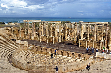 Theatre, Roman site of Leptis Magna, UNESCO World Heritage Site, Libya, North Africa, Africa