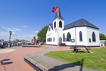 Norwegian Church Arts Centre, formerly Norwegian Sailors' church, now an arts centre, Cardiff Bay, Cardiff, Wales, United Kingdom, Europe