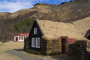 Typical Icelandic house from the last century, Skoga Museum, near Skogafoss, South Iceland, Iceland, Polar Regions