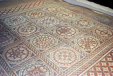 Mosaic from remains of Roman villa, St. Albans, Hertfordshire, England, United Kingdom, Europe