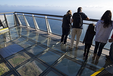 View down to the sea from the platform at Cabo Girao, the second highest cliff in the world at 589 metres, Madeira, Portugal, Atlantic, Europe