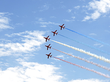 The Red Arrows at the VE Day Anniversary Air Show at Duxford, Cambridgeshire, England, United Kingdom, Europe