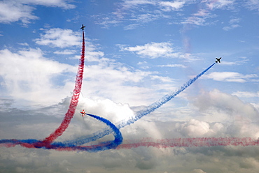 The Red Arrows at the VE Day Anniversary Air Show at Duxford, Cambridgeshire, England, United Kingdom, Europe