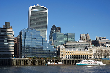 View of the City of London from the South Bank, London, England, United Kingdom, Europe