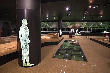 Remains of the Roman amphitheatre discovered in the basement of the Guildhall, London, EC2, England, United Kingdom, Europe